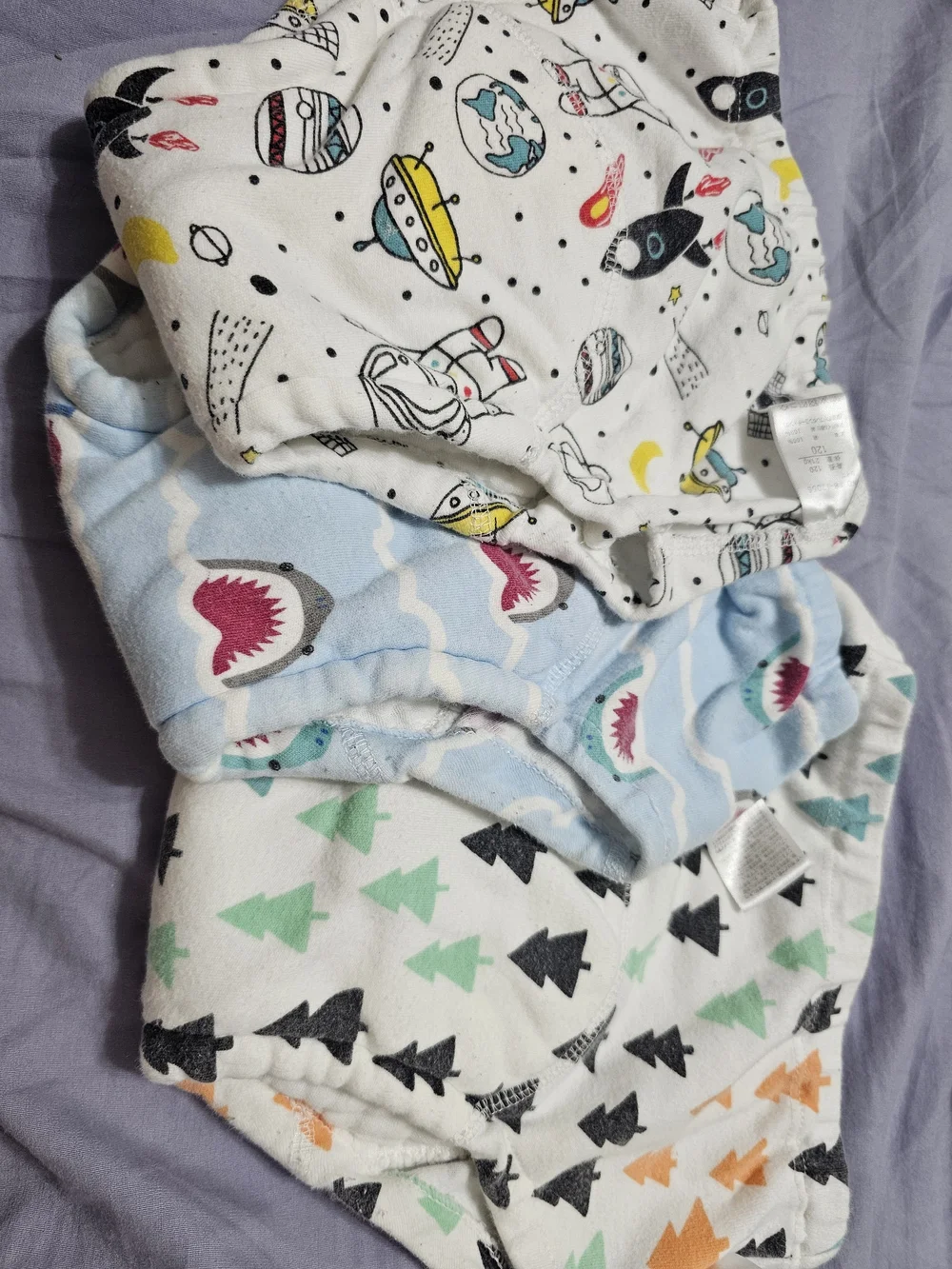 Baby Unisex Multi-Print Diaper Covers - Space, Shark & Tree Designs 2-5 Yo